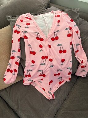 Kids Pink Cherry One-Piece Swimsuit